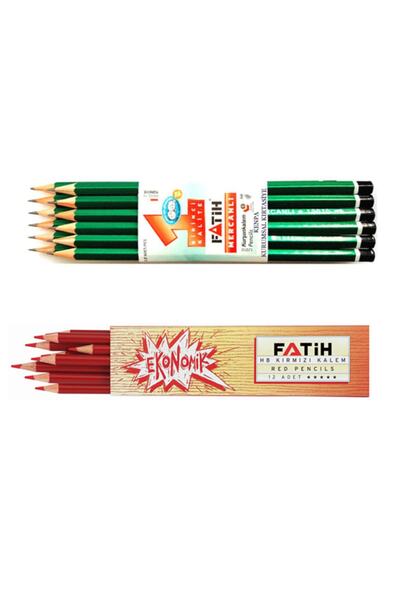 Fatih 12-Piece Coral Pencil - 12-Piece Red Copy Pen Set