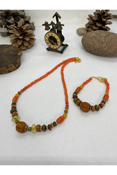 Porsuk Alternatif مجموعة أساور قلادة بوهيمية هيبي أصلية مصنوعة يدويًا