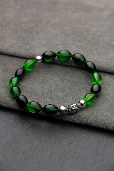 OTTOTESBİH Gümüş Harfli Bileklik, Ateş Kehribar Bileklik, Kehribar Bileklik