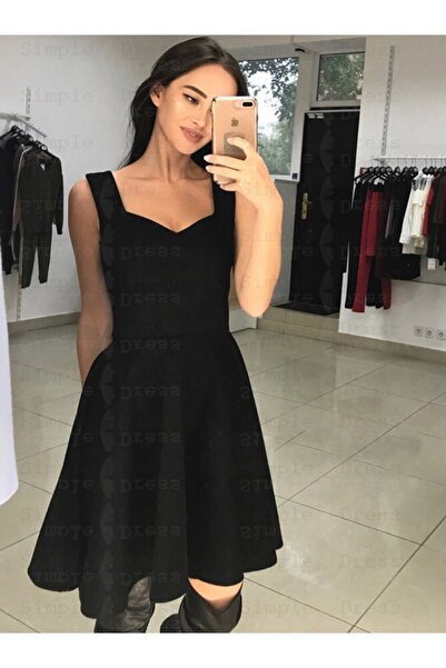 Styling Park Kabarık Kumaş Askılı Midi Elbise