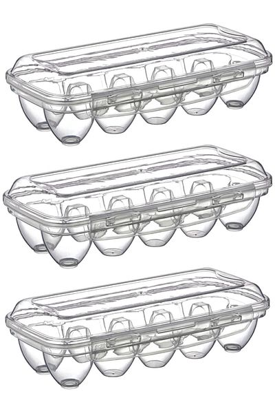 Buffer ® 3 Pieces 10 Compartments Egg Cup Storage Box with Lockable Lid Yu110