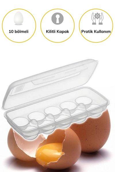 Buffer ® 3 Pieces 10 Compartments Egg Cup Storage Box with Lockable Lid Yu110