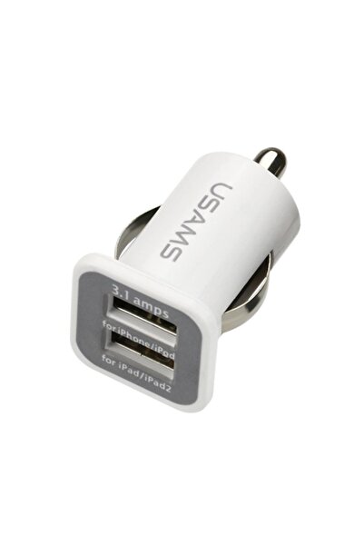 Knmaster Usams Çift Usb Çakmaklık Şarj Adaptörü Beyaz