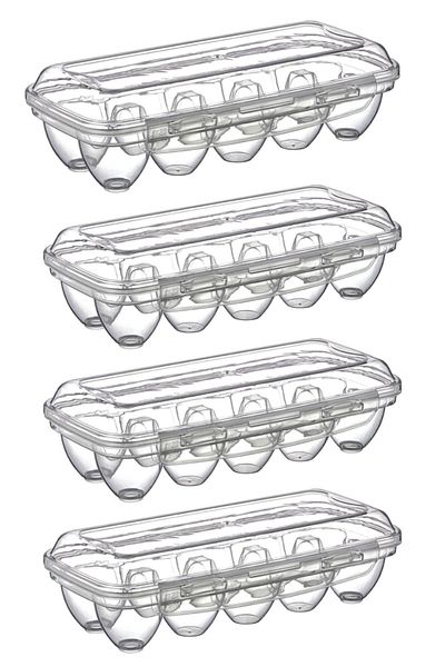Buffer ® 4 Pieces 10 Compartments Egg Cup Storage Box with Lockable Lid Yu110