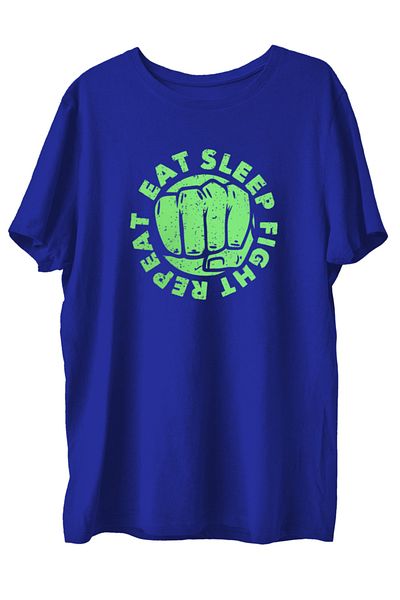 TOP GLORY Μπλουζάκι Eatsleep με εμπριμέ χτενισμένο βαμβακερό μποξ