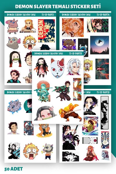 TUGİBU Kimetsu No Yaiba Demon Slayer Anime Sticker Set Laptop Agenda Notebook Book