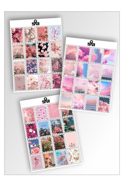 Sticker Adresim Pembe Hayal Pul Şeklinde Sticker Etiket Seti