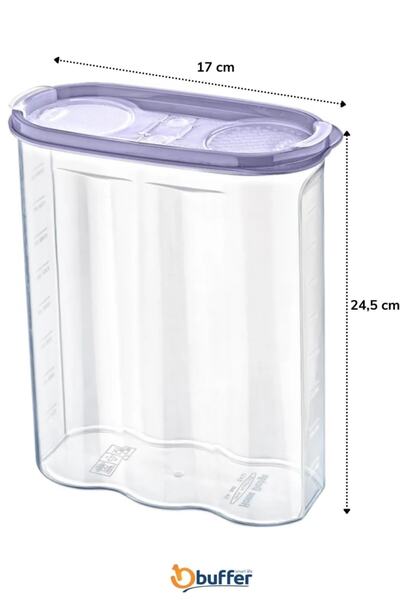 Buffer ® 2.4 Lt+1.7 Lt Food Dry Food Storage Box Container with 2 Lid Scale