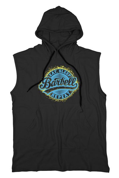 BLUU Barbell Unisex Hooded Sleeveless T-shirt Fitness Athlete