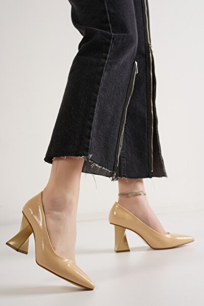 MASSOLE Stiletto Nude Piele Lacuată Sezon nou Zilnic Elegant Lucrat manual Pr...