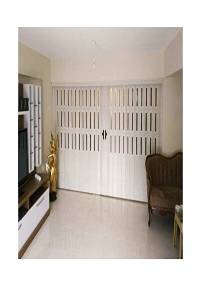 ERİKMANN Katlanır Akordiyon Kapı 140 H 230 Beyaz Camlı Çift Açılım 12mm