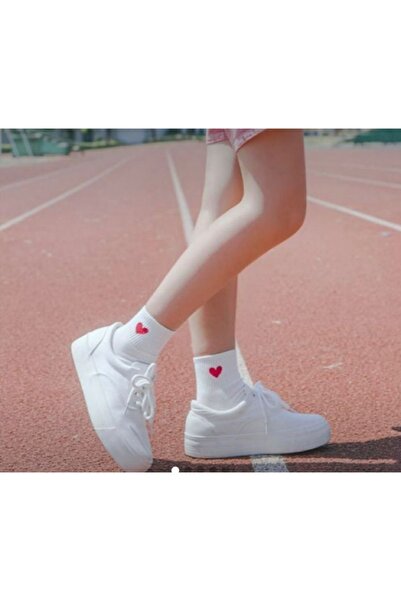 footmania Σετ γυναικείες κάλτσες 5" με διπλό λευκό σχέδιο καρδιάς