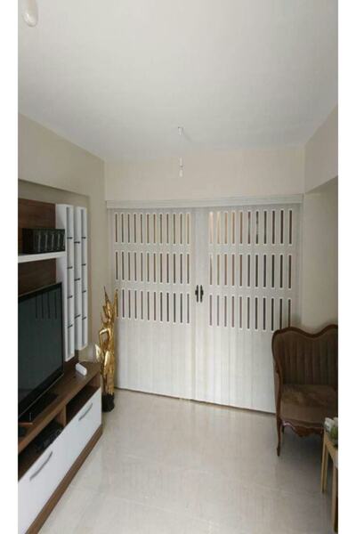 ERİKMANN Akordiyon Kapı 200 H230 Beyaz Camlı Çift Açılım 12mm Kalın