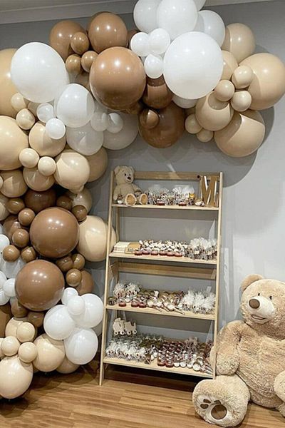 Trend Hediye Sepeti Pastel Caramel Sea Sand White 50 Pieces Balloon Chain Retro