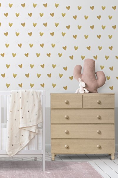 TUGİBU Gold Heart Sticker Set Kids Room Wall Sticker 100 Pieces