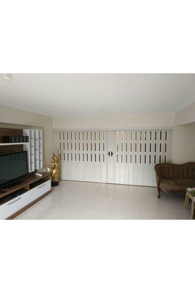 ERİKMANN Akordiyon Kapı 260 H231 Beyaz Camlı Çift Açılım 12mm Kalın