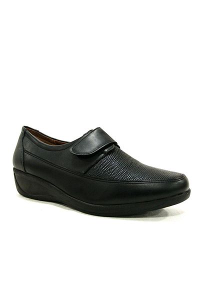 Polaris Black Velcro 5 Point Orthopedic Women's Shoes