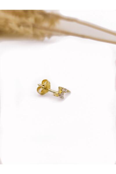GT Gümüş Tezgahı Merhaba 925 Ayar Gümüş Şimşek Tragus Kıkırdak Küpesi (TEK)