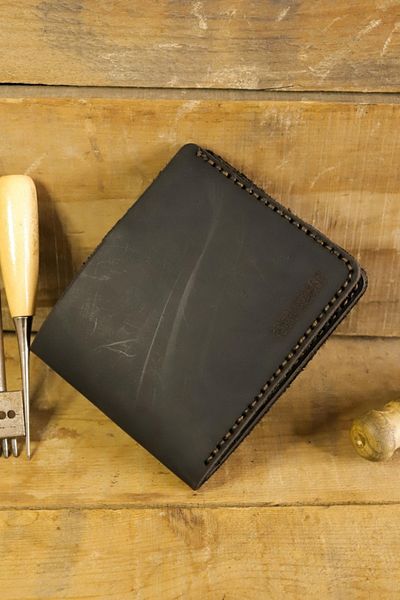 New Coast Leather 1900's Ανδρικό ματ μαύρο γνήσιο δέρμα χειροποίητο δερμάτινο πορτοφόλι