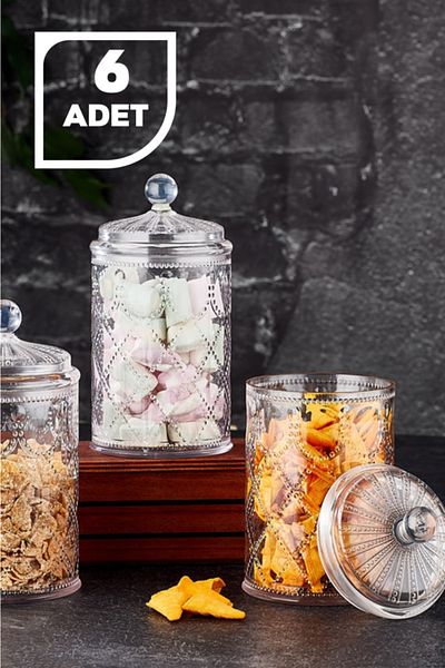 Hane Barocco Acrylic Spice Rack and Storage Set Transparent 6 Pieces
