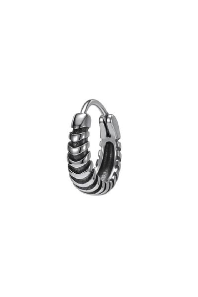 northstarshop Vintage Tribal Antique Striped Design Hoop Snap 316l Men's Steel Earrings (single)