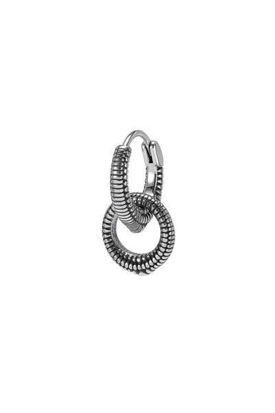 northstarshop Round Double Hoop Antique Design Vintage 316l Steel Men's Earrings (single)