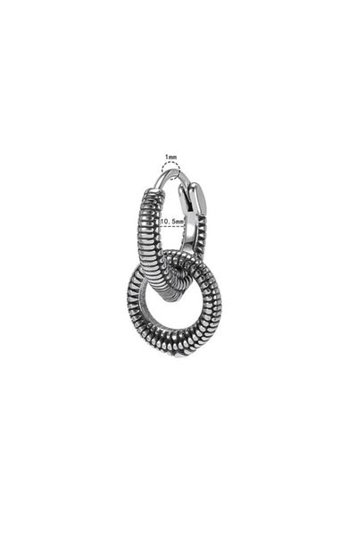 northstarshop Round Double Hoop Antique Design Vintage 316l Steel Men's Earrings (single)