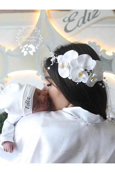 Şeker Tadında Tasarımlar Beyaz Orkide Lohusa Tacı