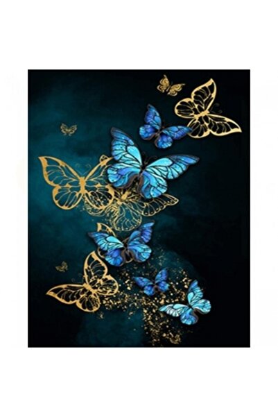 Genel Markalar Kanvas Kelebek Rüyası Sayılarla Boyama Seti Kasnaklı 40 x 50 cm