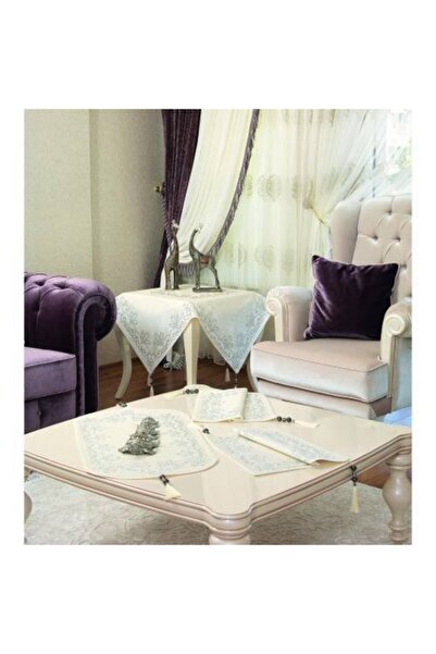 Finezza Set de living Belda Velvet Crystal Stone cu imprimeu din material textil bej 5 piese - 303