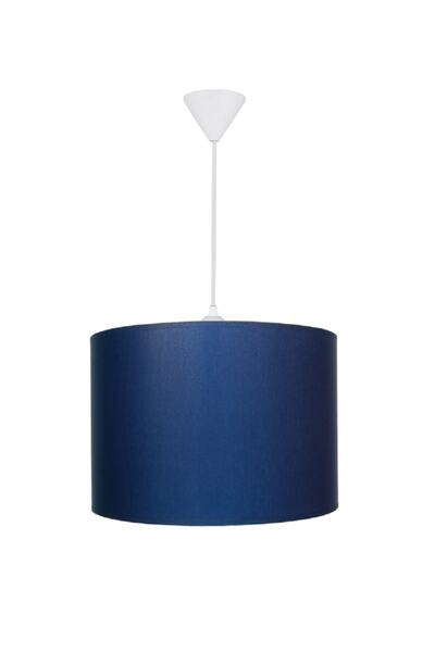 ŞENAY AYDINLATMA Silindir Kumaş Sarkıt Avize Ve Ikili Abajur Takım-lacivert