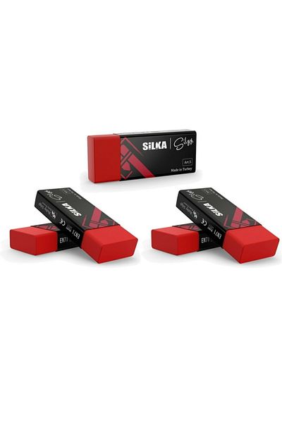 Silkar Silka Red Exam Eraser Dimensiune medie 6 buc