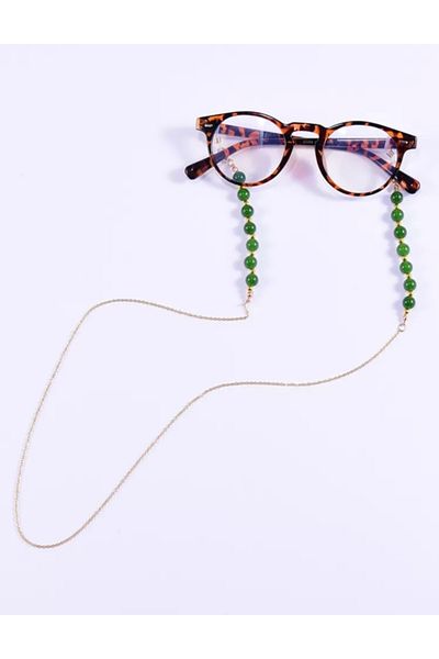 platin hediyelik Women's Aventurine Stone Natural Stone Sunglasses Chain Beaded Glasses Rope Strap