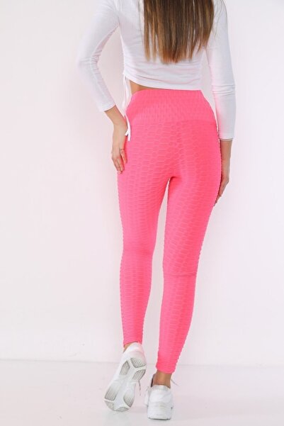 Donna Liberta Women's Pink High Waist Honeycomb Leggings