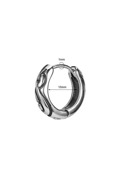northstarshop Tribal Patterned Ring Snap Biker Men's 316l Steel Earrings (SINGLE)
