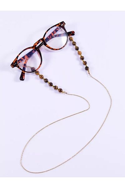 platin hediyelik Tiger Eye Natural Gem Stone Beaded Women's Sunglasses Chain Glasses Rope Strap
