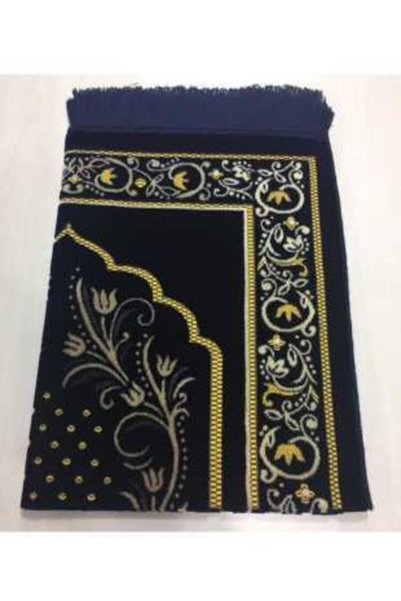 Generic Brand Dodya Velvet Prayer Rug Lux-dark blue