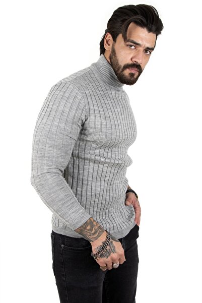 DeepSEA Чоловічий сірий напіврибальський в'язаний светр 2100017