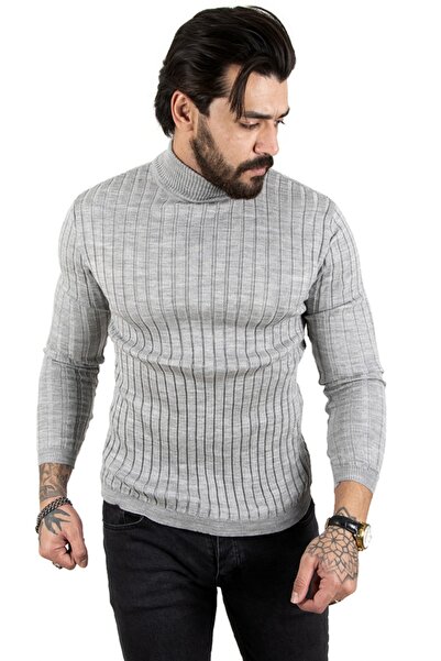 DeepSEA Чоловічий сірий напіврибальський в'язаний светр 2100017