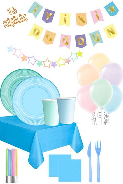 Kazanabil Macarons Party Set for 16 People 135 Pieces Blue