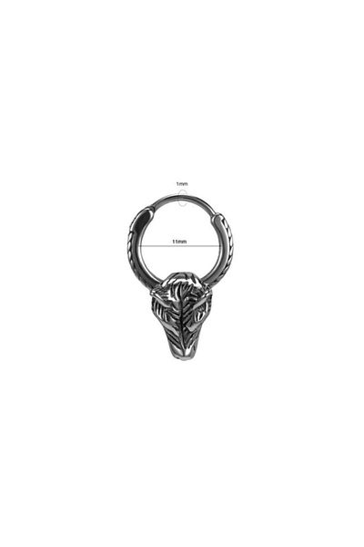 northstarshop Odin Fenrir Nordic Design Ring Snap Biker Men's 316l Steel Earrings with Wolf Accessory (single)