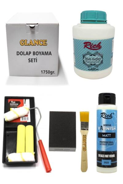 GLANCE Dolap Boyama Seti Multi Surface 1750 gr Kardelen Mat Vernik Set-3