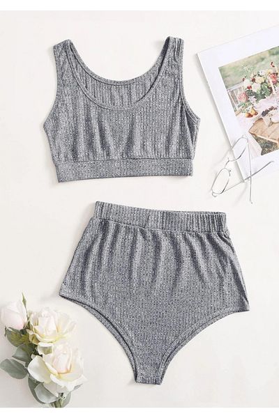Fancy&Dancy Set de pantaloni scurți din stofă camisole antracit pentru femei