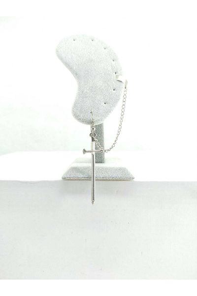 Fugusugu Tragus Compression Earrings with Blade Sword Chain