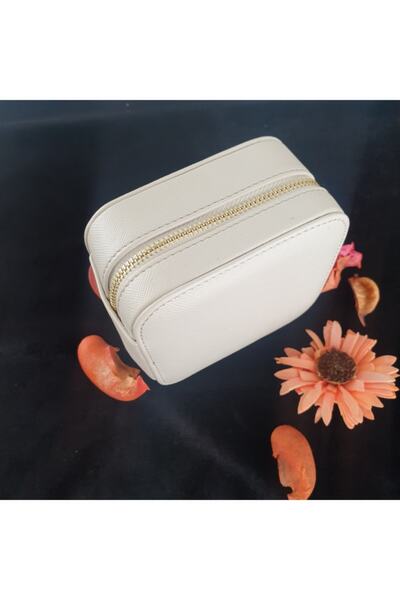 Doolo Design صندوق مجوهرات جلدي / منظم مجوهرات بيج