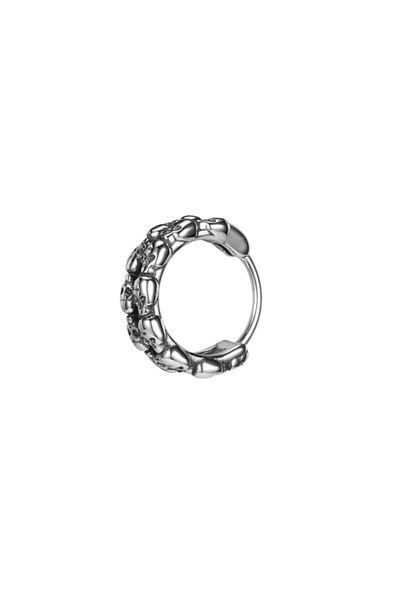 northstarshop Vintage Double Stripe Skull Gothic Snap Hoop 316l Men's Steel Earring (single)