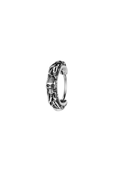 northstarshop Skull Vintage Snap-On Gothic Skull Ring 316l Men's Steel Earring