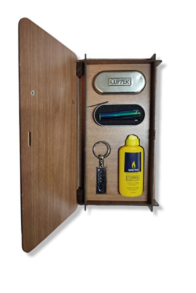 Clipper Çakmak Seti - Bukalemun Ahşap Kutulu