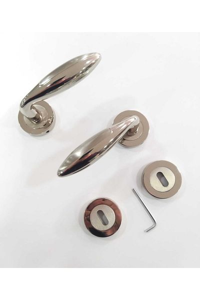 ARON Sofuoğlu Lux Zamak Yunus Round Rosette Nickel - Satin (room) Door Handle