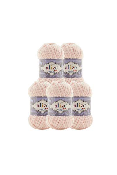 Alize Velluto 5 Pieces Velvet Powder Pink Color Hand Knitting Lanyard